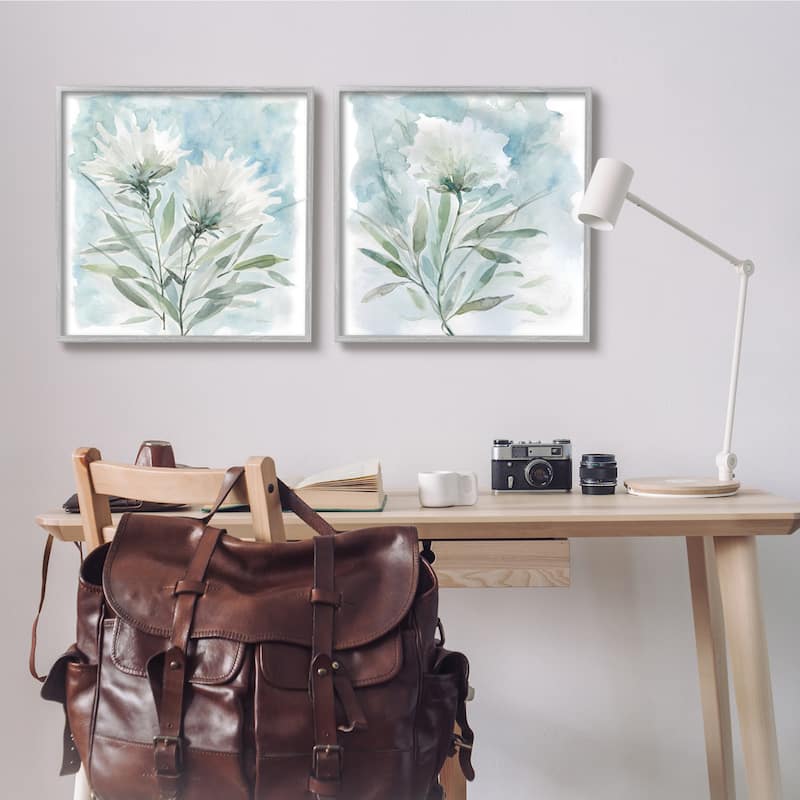 Stupell Soft Spring Flower Still Life White Watercolor Florals 2pc Multi Piece Framed Wall Art Set