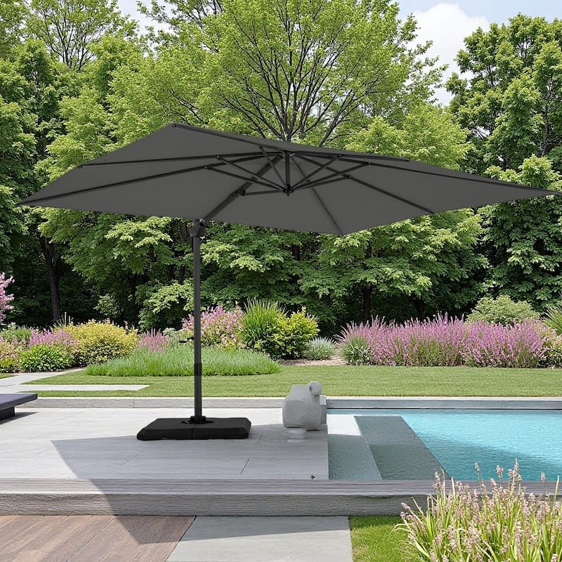 MAISON ARTS 12 FT Cantilever Umbrella 360 Degree Rotation & 6-Tilt Adjustable - 9x12FT-Grey