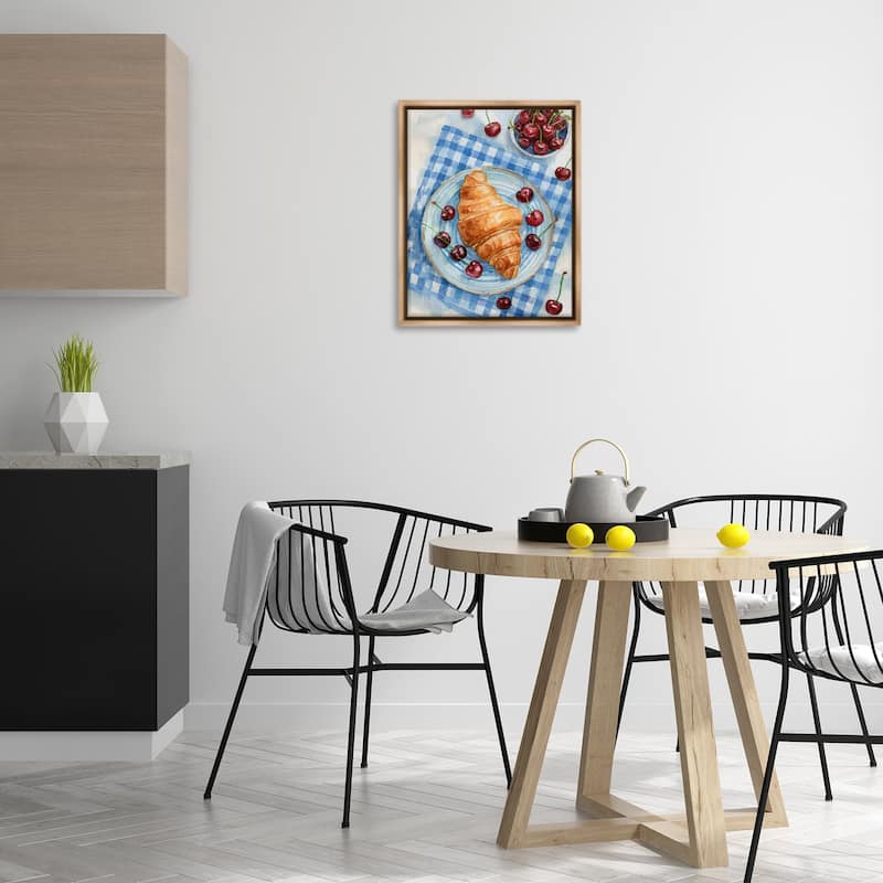 Stupell Cherries & Croissant Breakfast Framed Floater Canvas Wall Art Design By Lil' Rue