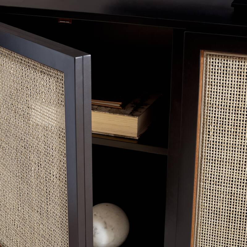 SAFAVIEH Tabetha 2-Shelf Rattan Sideboard - 54 In. W x 15 In. D x 33 In. H - 54Wx15Dx33H