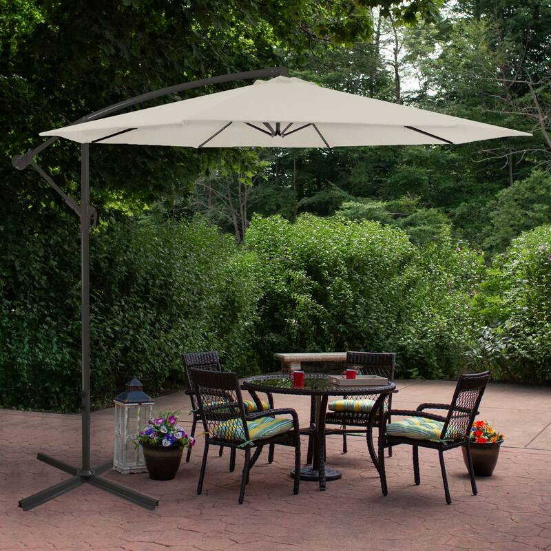 10ft Offset Outdoor Patio Umbrella with Hand Crank