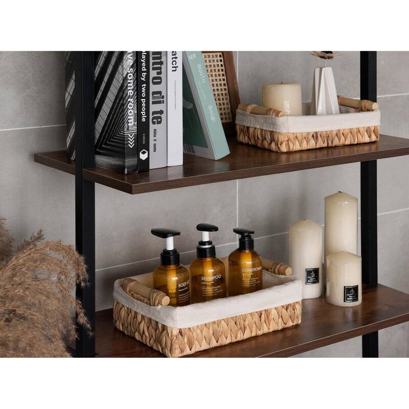 2-pack Natural Wicker Baskets with Liner and Handle, Storage Basket for Bathroom, Living Room, Kitchen - 3.25"D x 12"W x 7.75"H