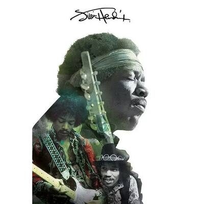Jimi Hendrix - Double Exposure Art Poster - 24 x 36 Inch