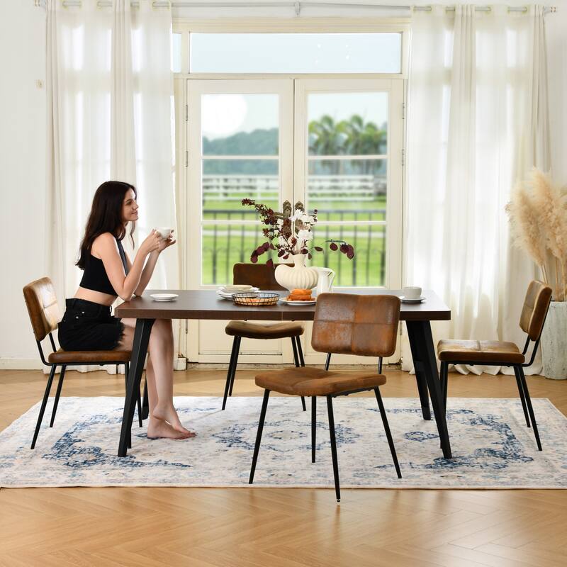 Homy Casa 5-Piece Modern Dining Set with Rectangular Table and Upholstered Side Chairs