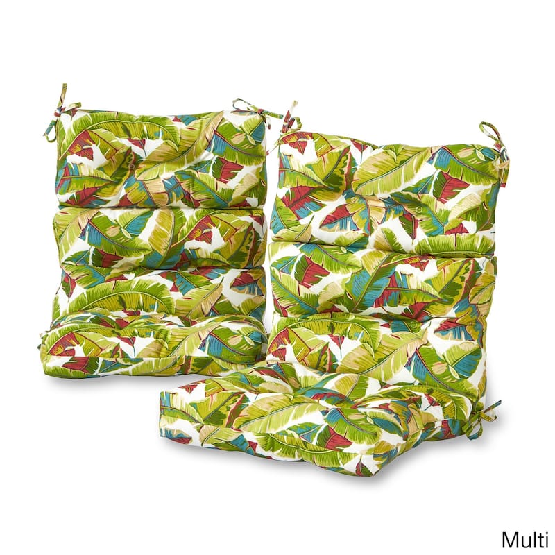 22-in x 44-in Outdoor Palm Leaves High Back Chair Cushion (Set of 2) (Cushions Only) - Palm Leaves Multi