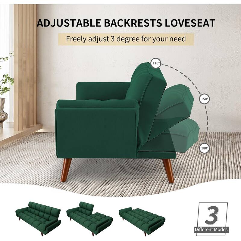 75.39 INCH Futon Sofa Bed, Convertible Folding Futon Couch Recliner Lounge For Living Room With 2 Pillow/Armrest