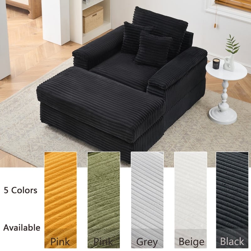 Corduroy Single Sofa+Ottoman, Cup Seats and No Cup Seats