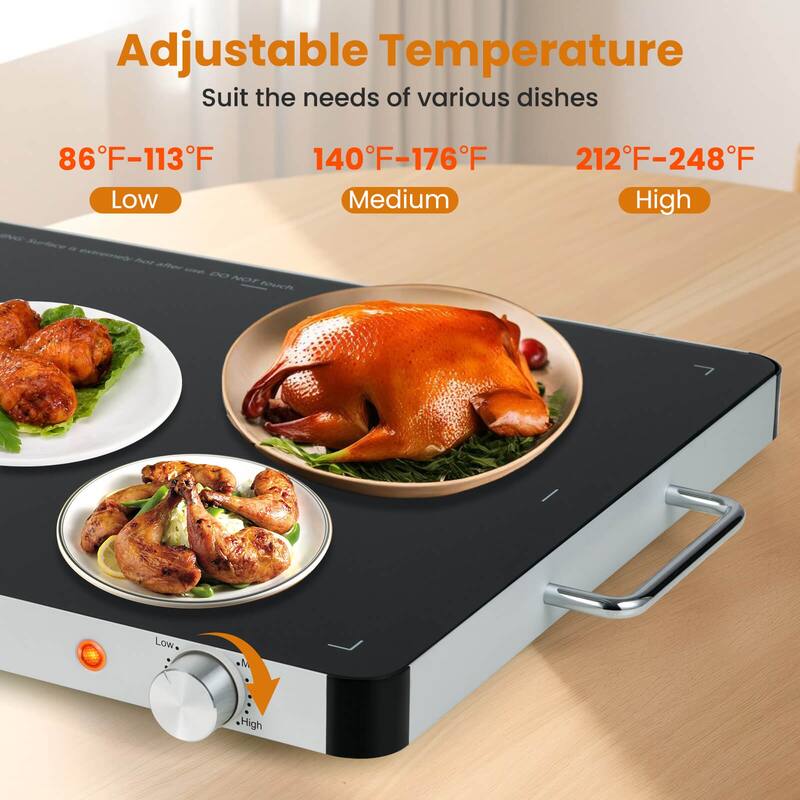 Costway 1/2/3/4PCS 16" x 12" Electric Warming Tray Tempered Glass Food