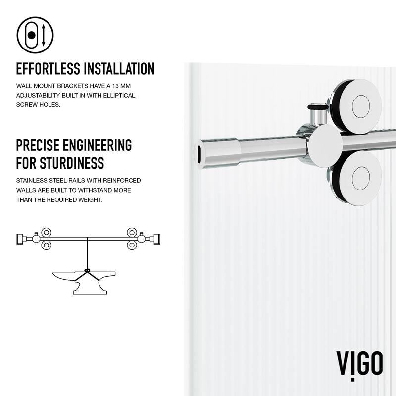 VIGO Elan 56" to 60" W x 74" H Frameless Sliding Shower Door