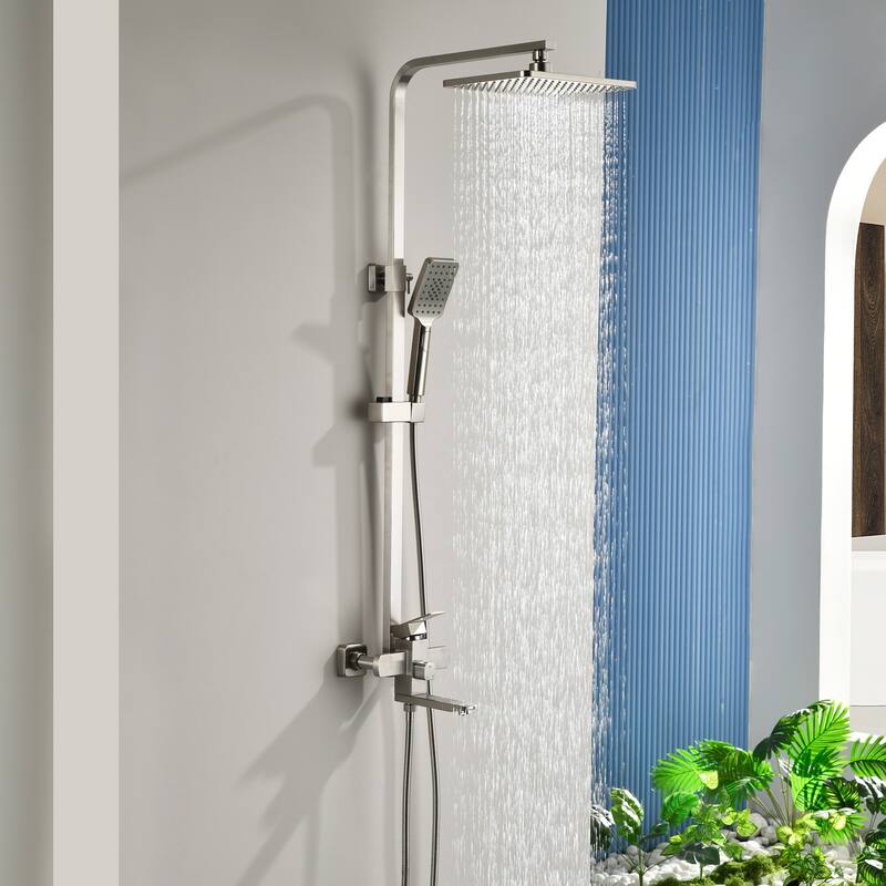 46"H 3-Function Stainless Steel Wall-Mounted Shower System