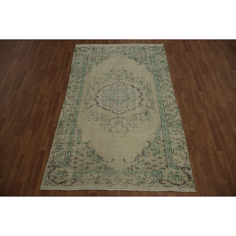 Hand Knotted Oriental 100% Wool Carpet Transitional Floral Beige & Ivories Anatolian Area Rug - 8' 10'' X 5' 6''