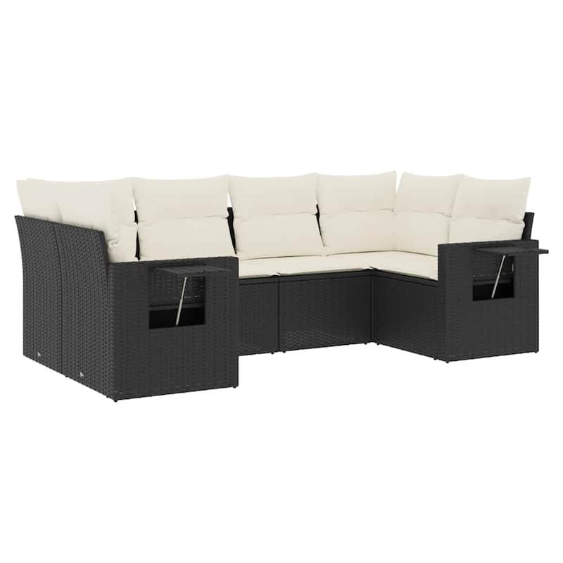 vidaXL Garden Sofa Set Black and Cream White - 24.4 x 24.4 x 27.2