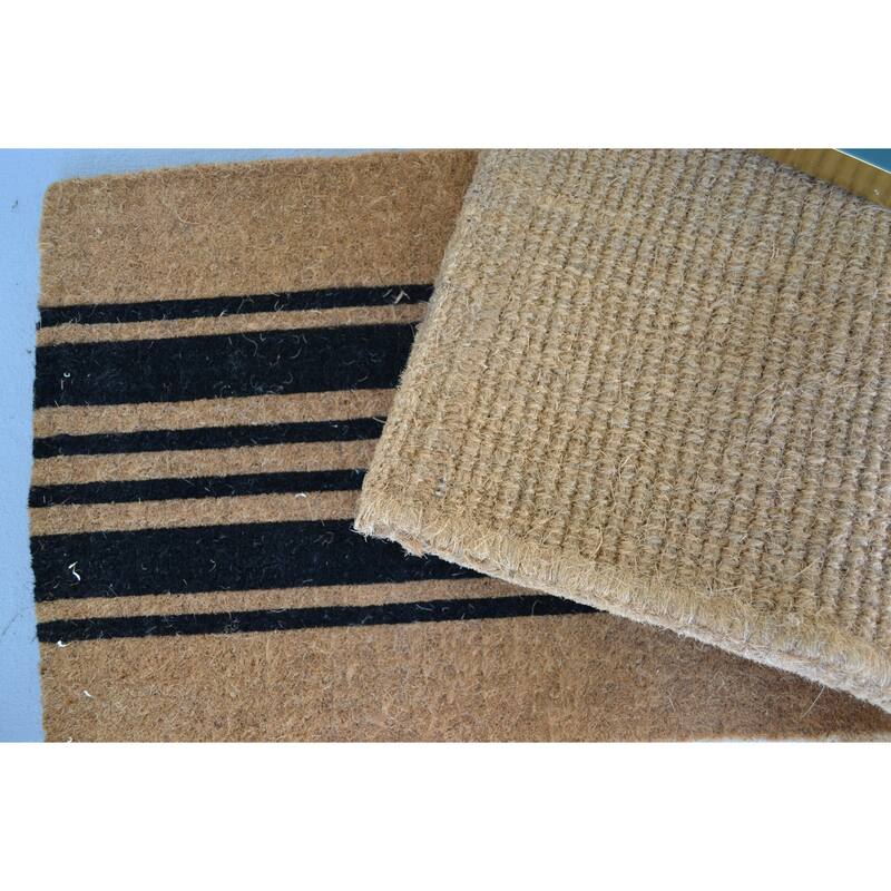 Black & Natural Stripe Outdoor Door Mat - 60 x 24