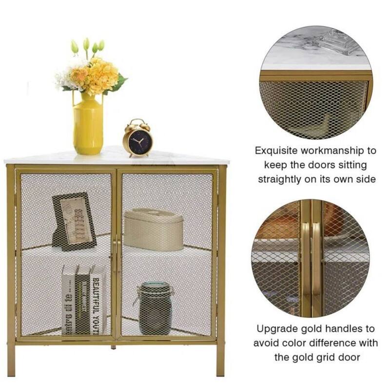 VECELO Modern Triangle Corner Bookcase Corner Bookshelf with Storage Cabinets Corner Cabinet