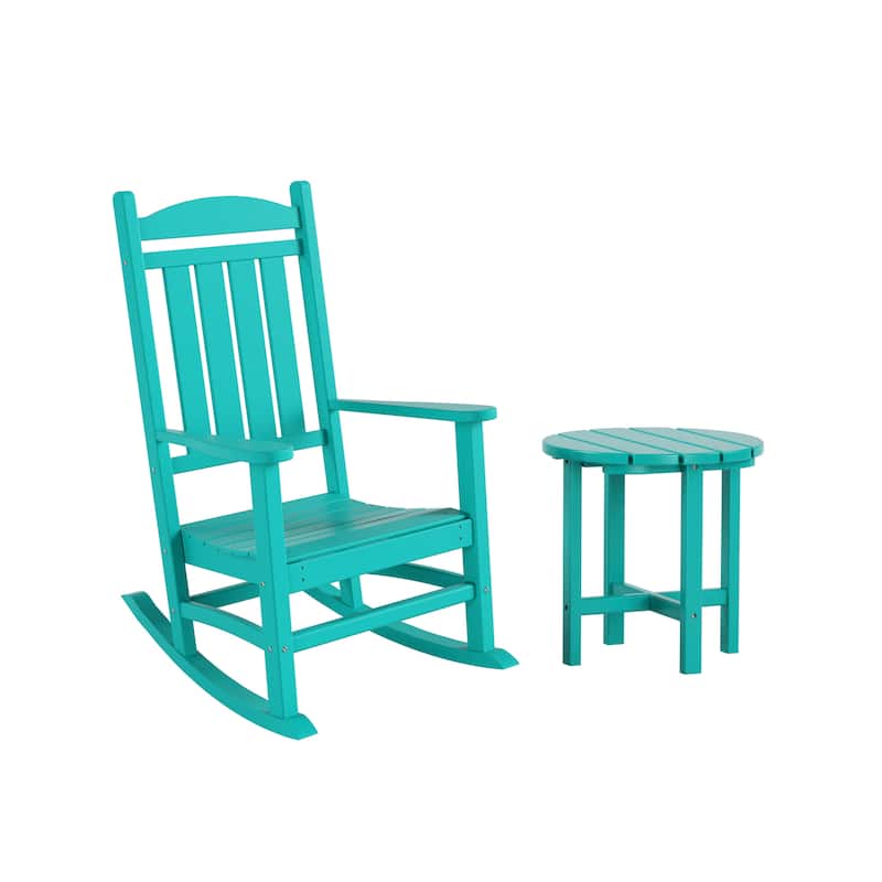 Laguna Hdpe All Weather Outdoor Patio Rocking Chair With Side Table (2-Piece Set)