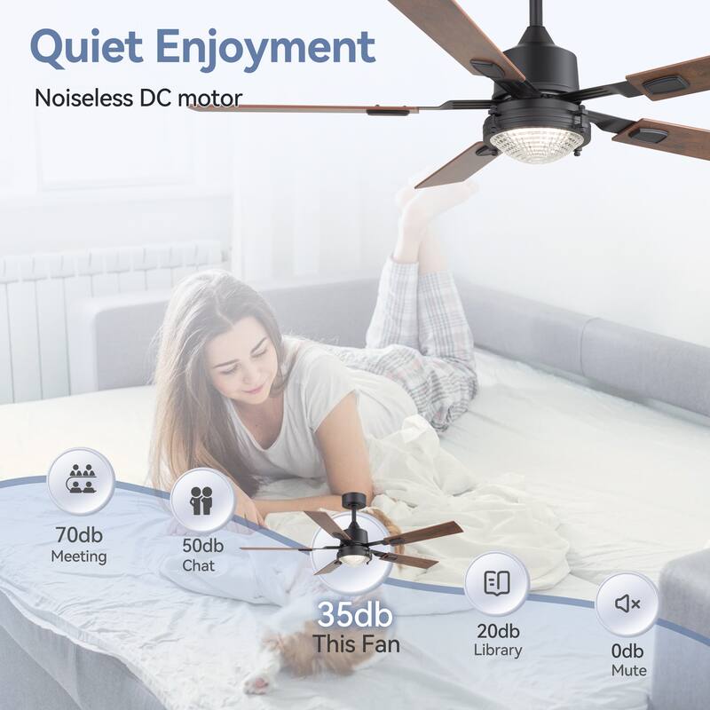 Industrial 52" Reversible 5-Blades Ceiling Fan with Remote and Light