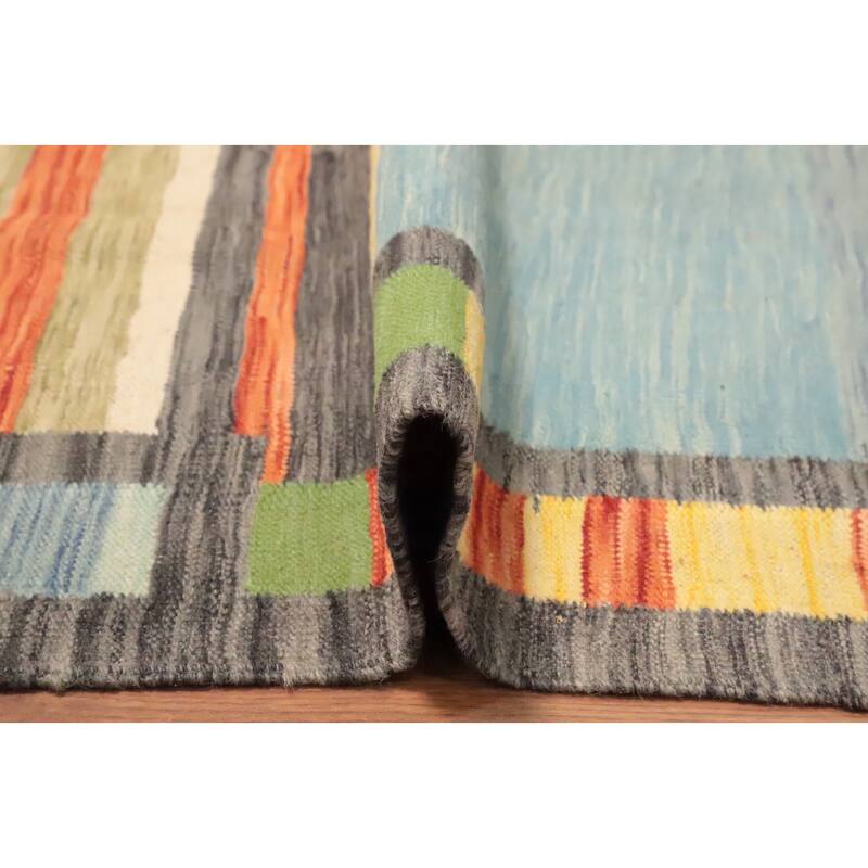 Hand Woven Oriental 100% Wool Carpet Southwestern Tribal Multi-Colored Kilim Area Rug - 8' 5'' X 5' 11''