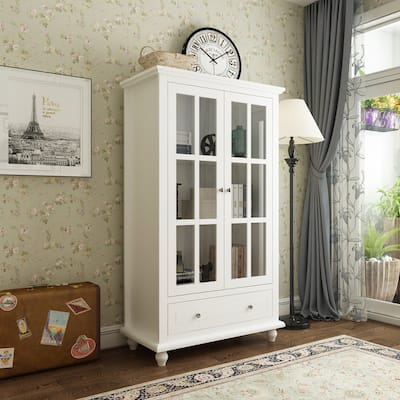 Kerrogee 55.1"H Bookcase Display Cabinet China Cabinet Glass Door