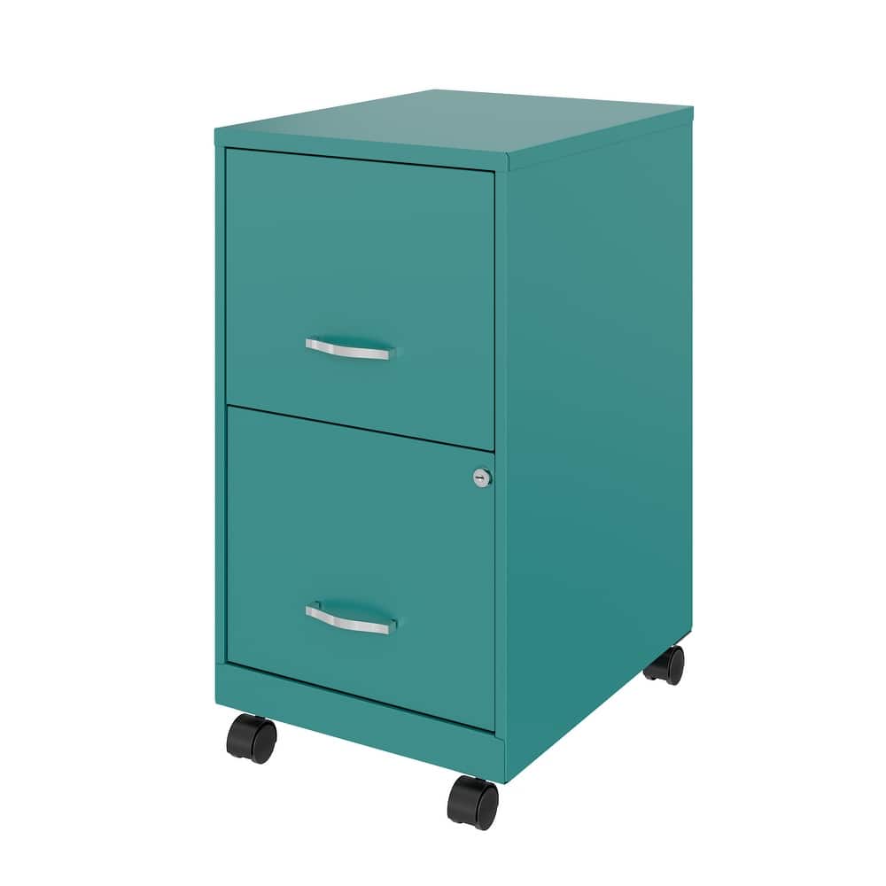 Space Solutions 18" 2 Drawer Mobile Smart Vertical File Cabinet, Teal