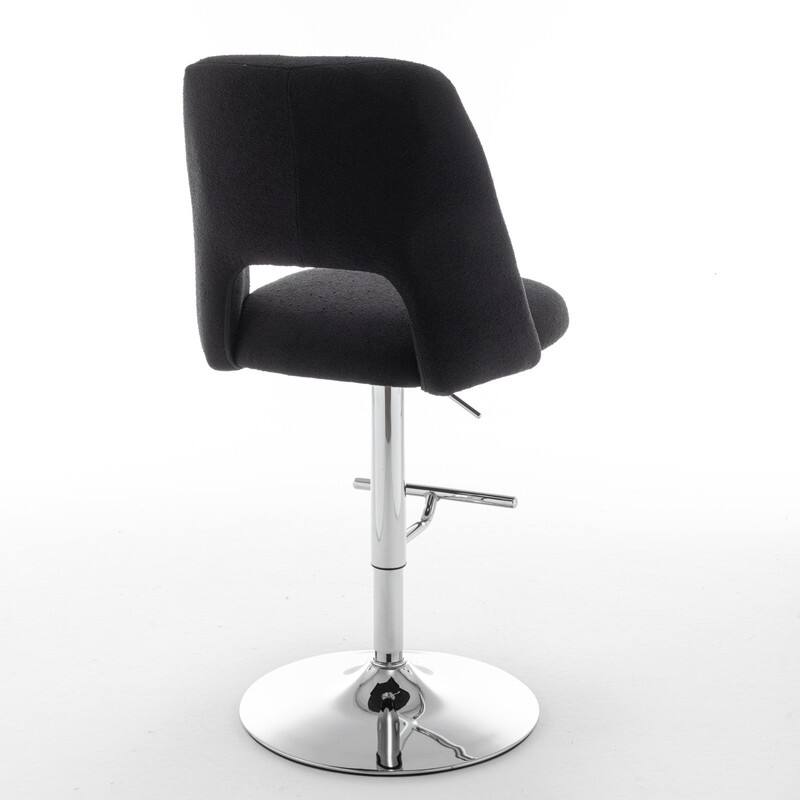Best Quality Furniture Adjustable Textured Fabric Barstools with Chrome Finish Base (Set of 2)