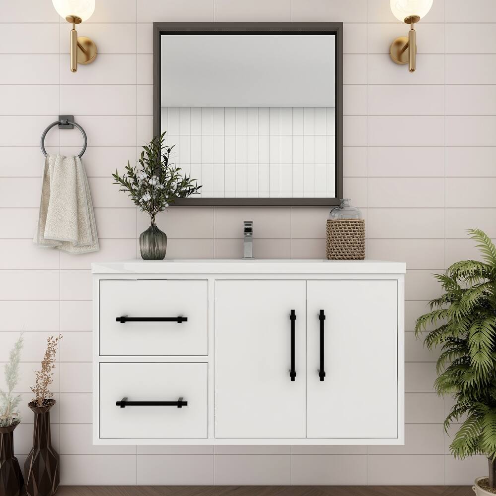 Victoria 36'' Wall-mounted Vanity (L) with Reinforced Acrylic Sink - 35.5