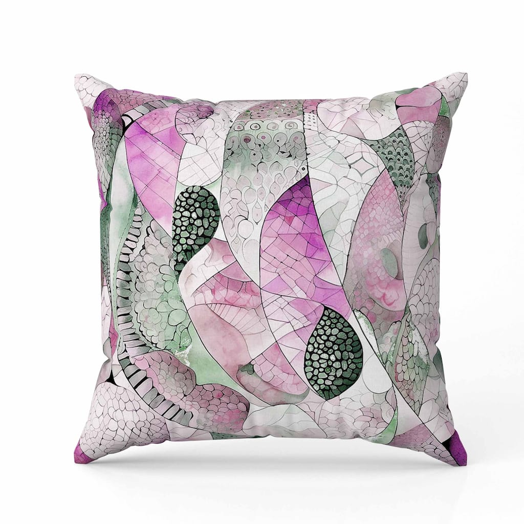 Rock Heaven Indoor/Outdoor Reversible Throw Pillow Purple and Green
