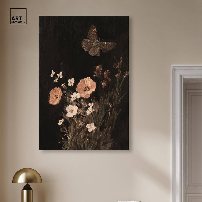 Poppy and Moth I Canvas by Art Remedy, Gallery Wrapped