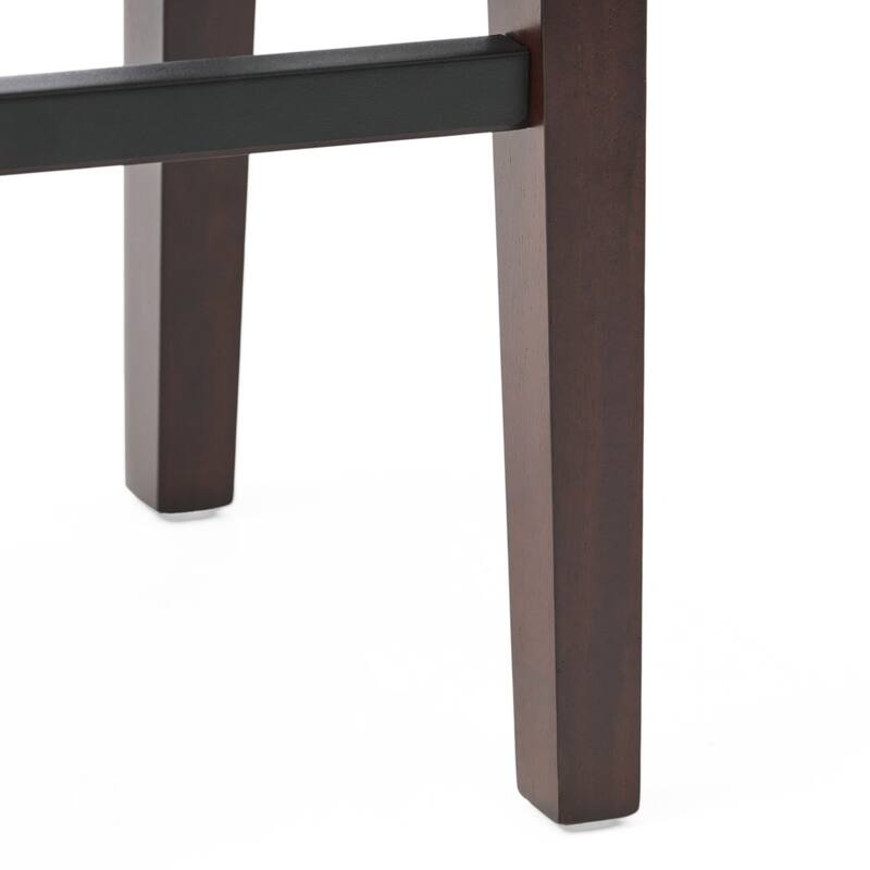 Roomfitters Backless Bar Stools with Faux Leather Seat and Nailhead Trim, Saddle-Style Counter Chairs, Set of 2, Brown