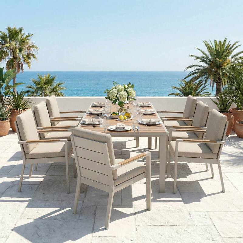 Expandable Aluminum Outdoor Dining Set with 6-8 Chairs