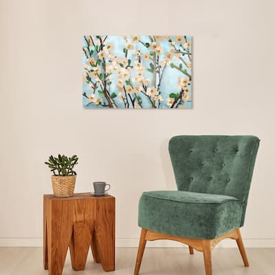 Wynwood Studio Canvas Floral and Botanical Branches with Blossom White Wall Art Canvas Print
