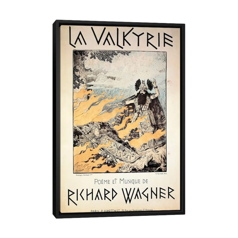 iCanvas "France, Paris, Poster of The Valkyrie by Richard Wagner" by Unknown Artist Framed Canvas Print - Black - 48x32