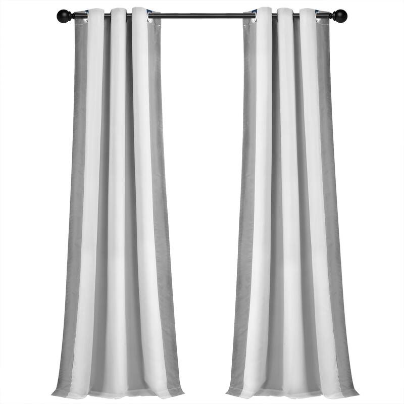 Lush Decor Block Border 100% Lined Grommet Blackout Window Curtain Panel Single