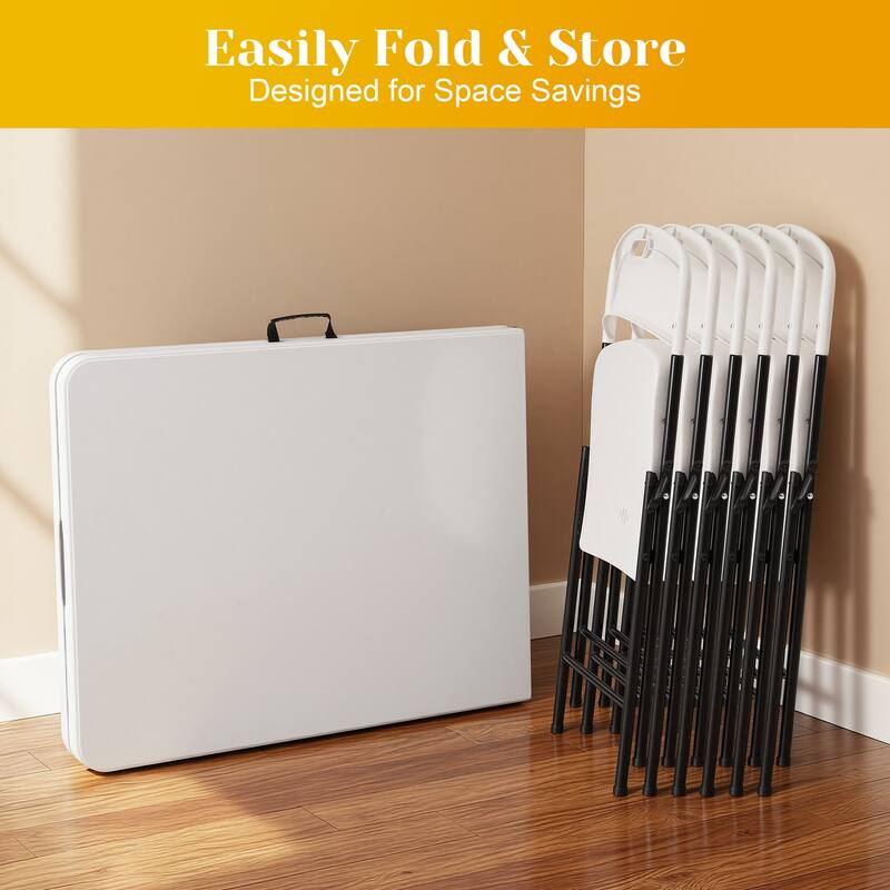 70.5" Foldable Outdoor Dining Set with 6 Fully assembled Dining Chairs