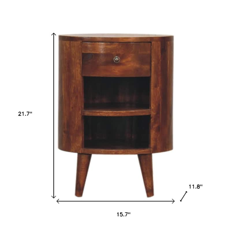 HomeRoots 22" Chestnut Solid Wood Oval One Drawer Nightstand
