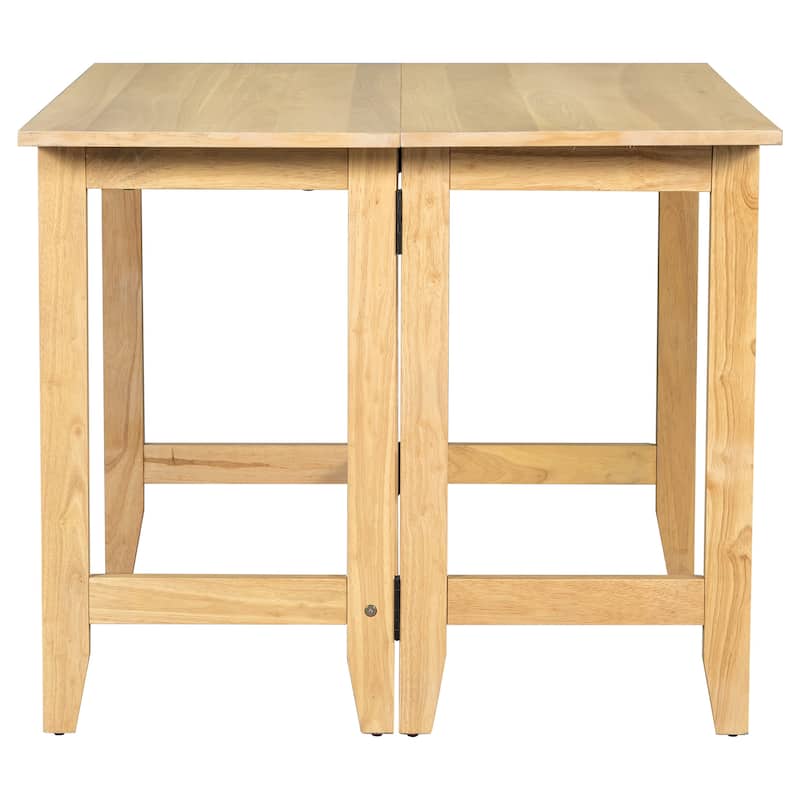 Farmhouse Extendable Dining Table with Drop Leaf, Solid Wood Expandable Table for Small Spaces, Kitchen and Dining Room