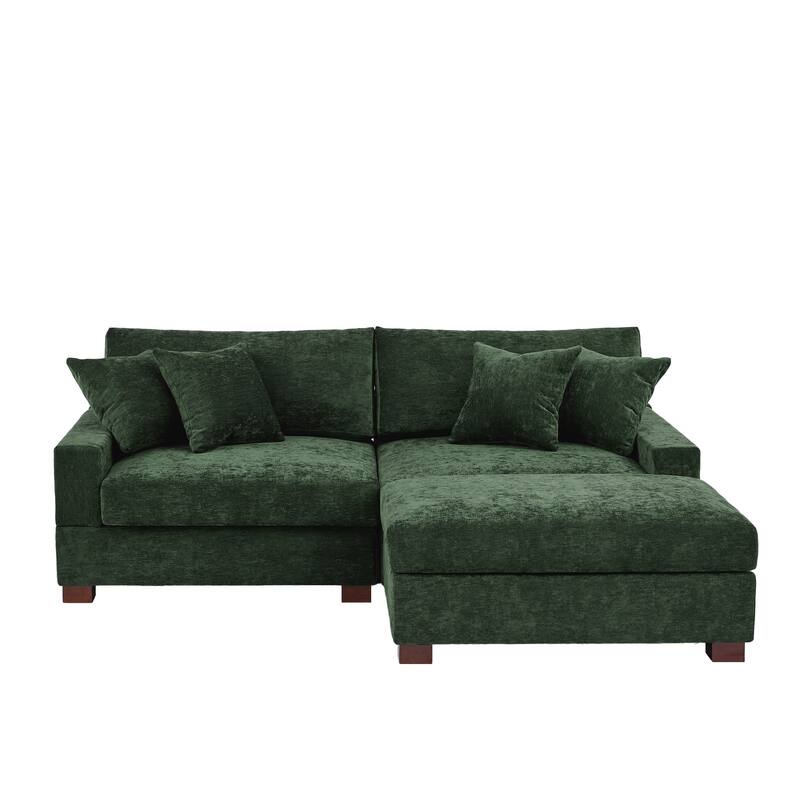 Modern Oversized Chenille Modular Sectional Sofa with Ottoman