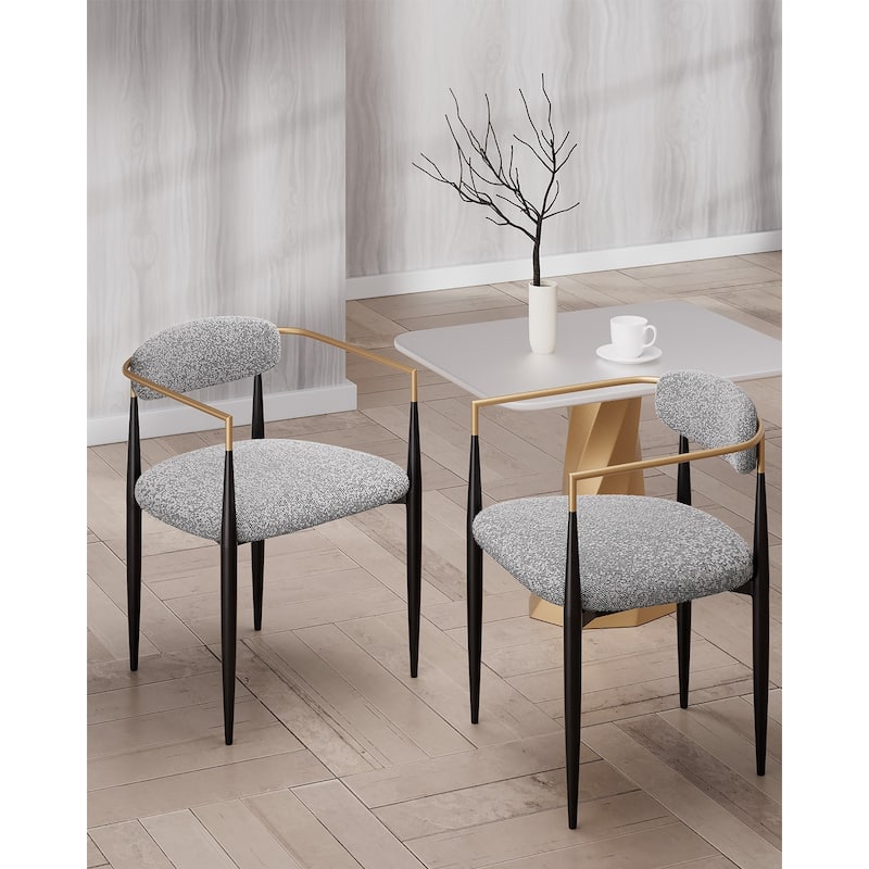 Morden Fort Modern Boucle Dining Chairs Velvet Armchair Set of 2