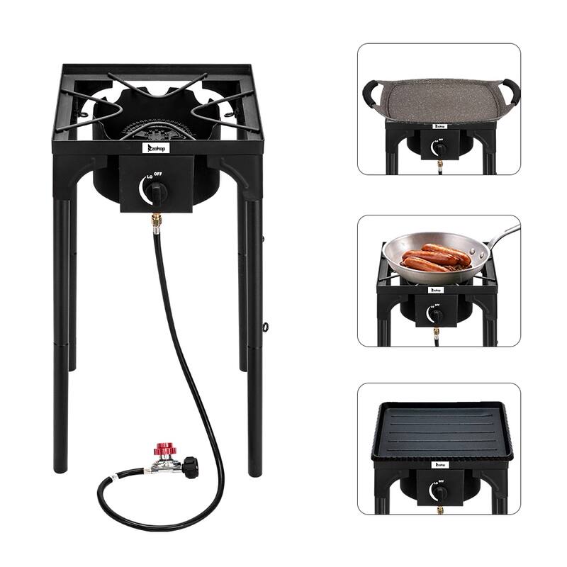 Single Burner Portable Cast Iron Patio Cooking Burner - N/A