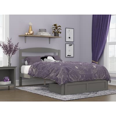 Full Bed with Drawer - Coastal Cottage Style Grey Bedroom Furniture