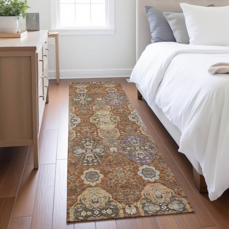 Machine Washable Indoor/ Outdoor Traditional Tracey Chantille Rug