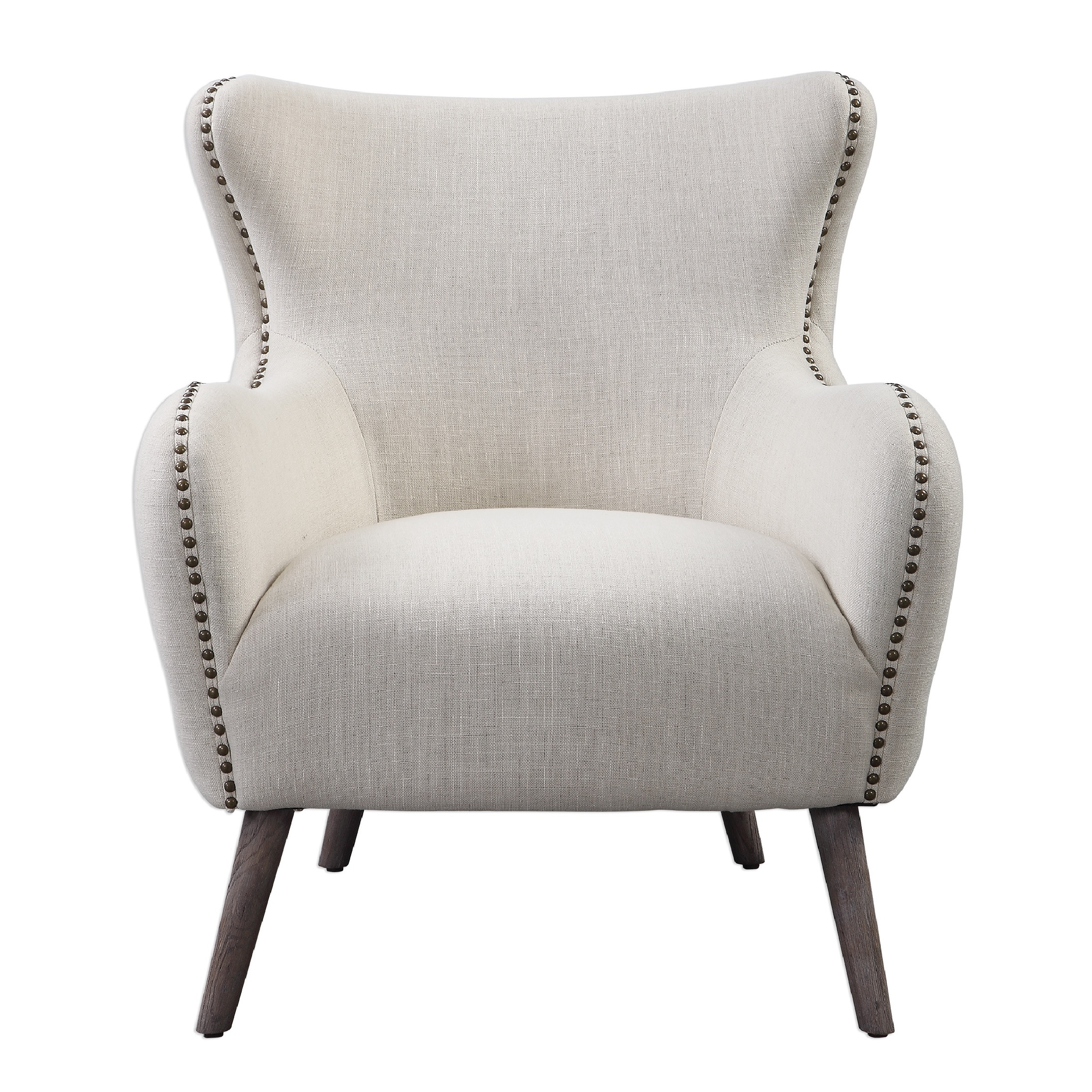 Cream tufted accent clearance chair with nailhead trim