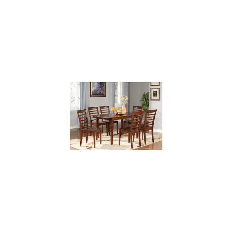 5-Piece Dinette Set - Small Kitchen Table with Chairs, Saddle Brown, 32x60 Inch Table
