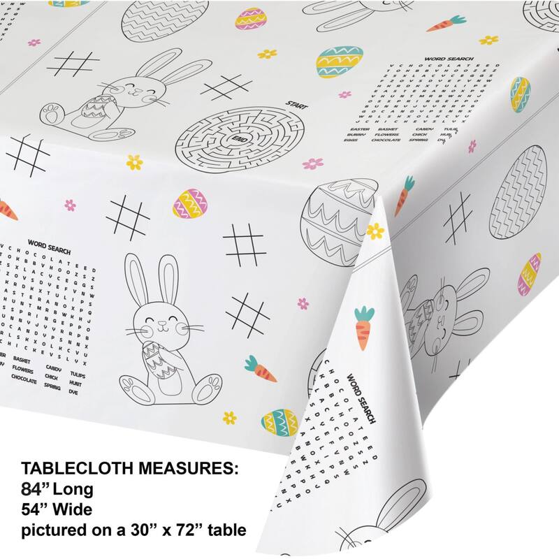 Kids Activity Easter Disposable Paper Tablecloths - 96" x 54" - Club Pack of 12