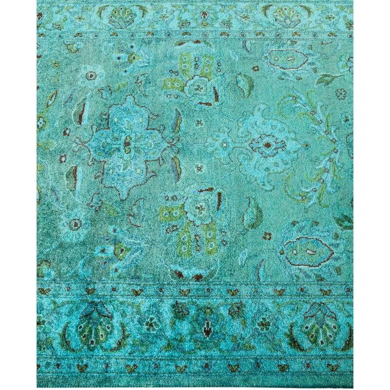 Overdyed One-of-a-Kind Hand-Knotted Area Rug - Green - 2' 7" x 12' 2"