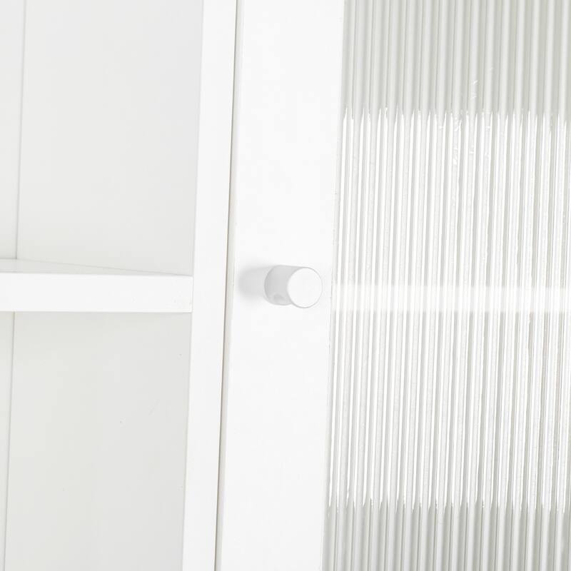 68 Inch High White Kitchen Pantry Cabinet with Hutch,Wine Rack for Dining Room