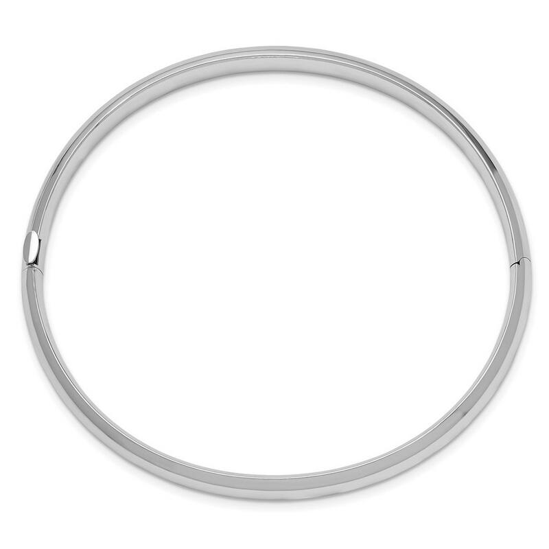 Curata 14k White Gold High Polished 6.00mm Hinged Cuff Stackable Bangle Bracelet