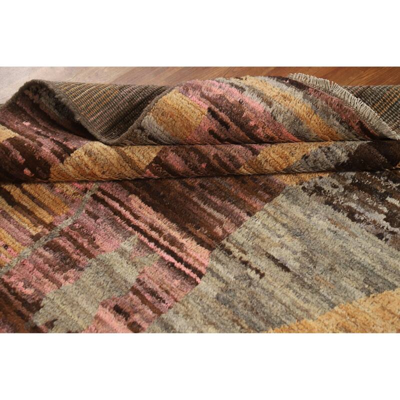 Abstract Geometric Moroccan Oriental Rug Hand-Knotted Wool Carpet - 5'3" x 6'6"