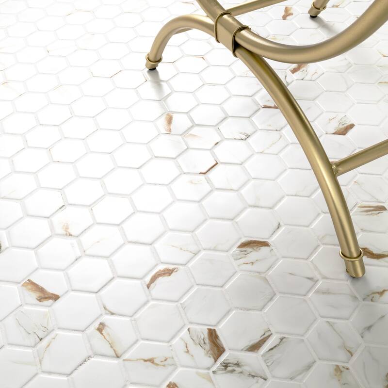 Ackland AKM-P-2X2HXM-CA 11" x 13" Porcelain Geometric Floor and Wall