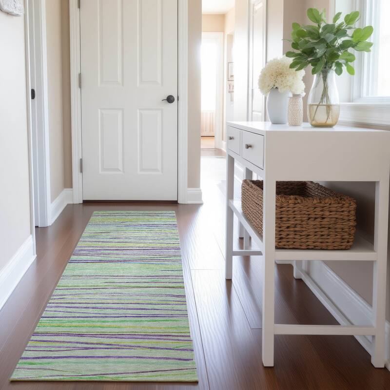 Premium Washable Super Soft Stripes Mayfield Rug - Mint - 2'3" x 7'6"
