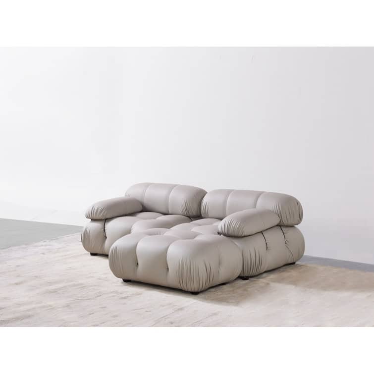 Daejuan 3 Pieces Faux Leather Sectional - Grey